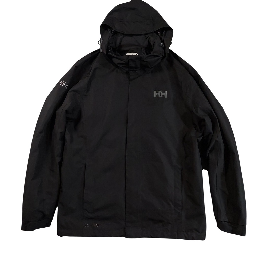 Helly Hansen Jacket Mens Large Black Helly Tech Protection Hooded Arch Logo